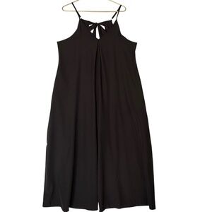 Women's V Neck Spaghetti Strap Loose Wide Leg Romper Jumpsuit with Pockets XXL